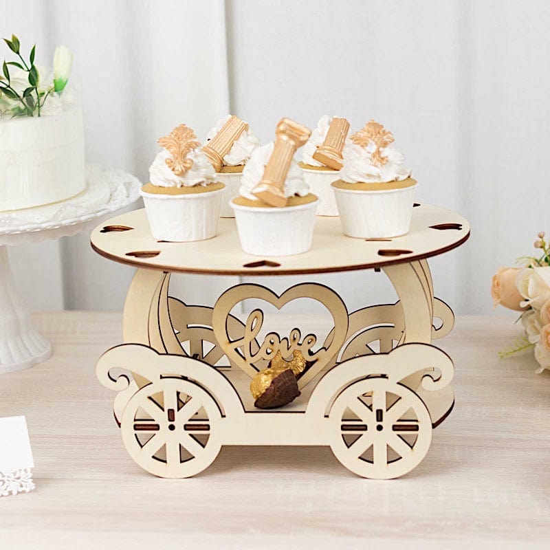 12 in Natural Wooden Carriage Wedding Cake Stand