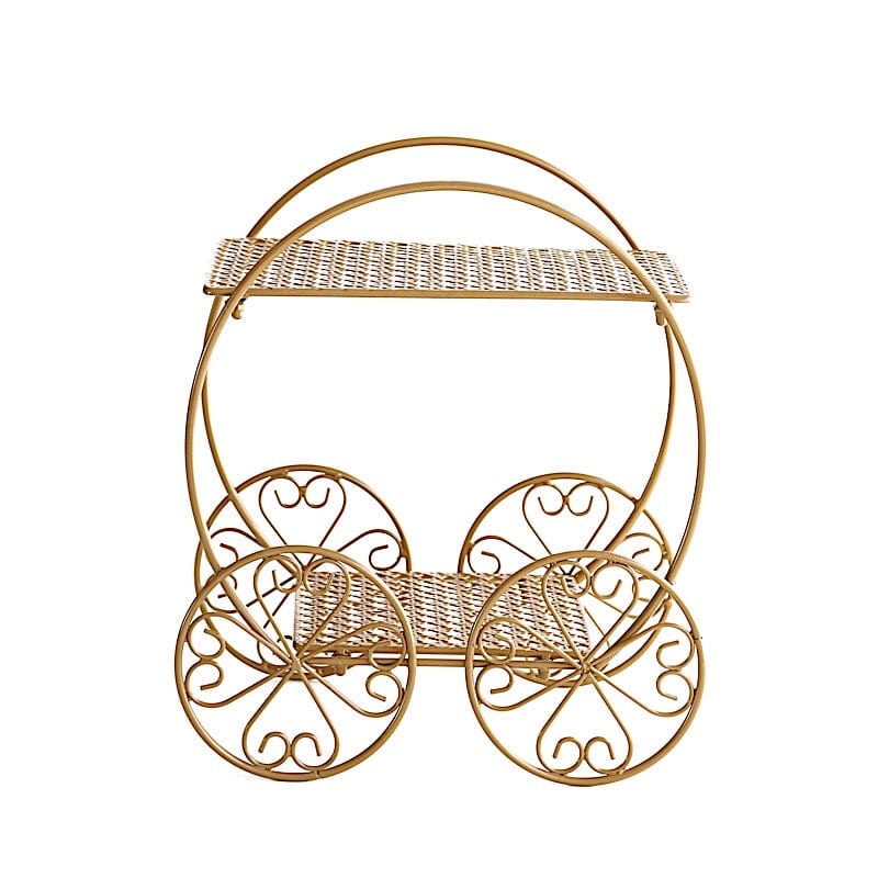 14 in Gold 2 Tier Cinderella Carriage Cupcake Dessert Display Stand