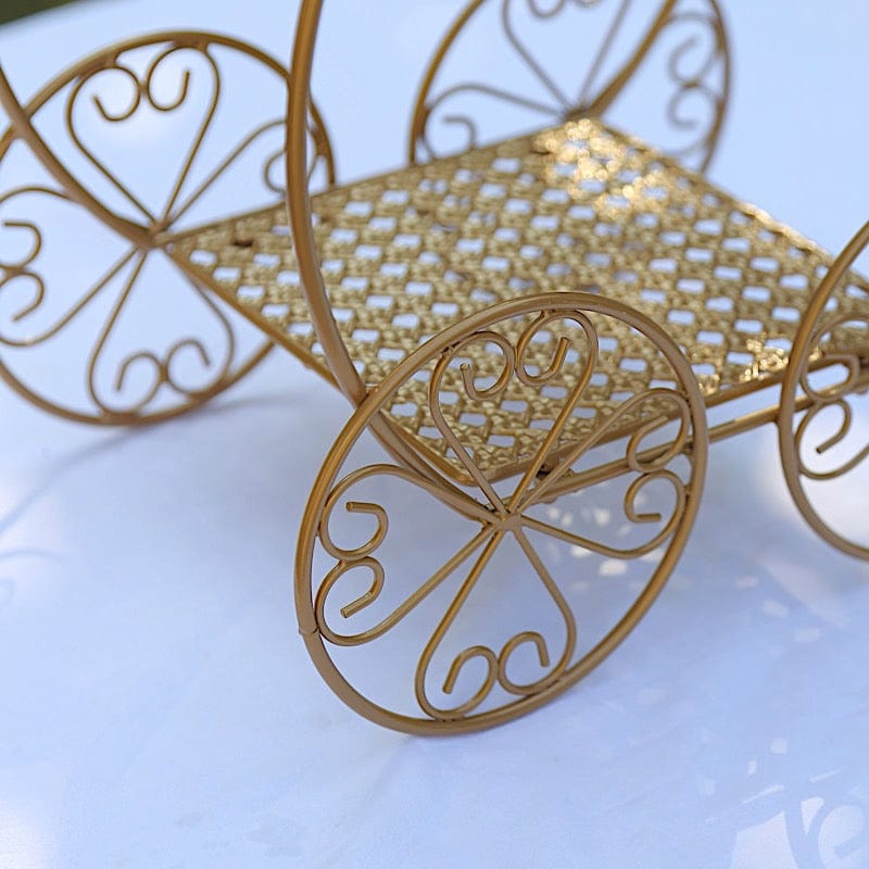 14 in Gold 2 Tier Cinderella Carriage Cupcake Dessert Display Stand