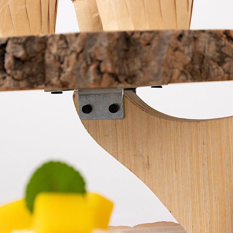 17 in Natural 3 Tier Rustic Wood Slice Cupcake Stand in Tree Branch Style