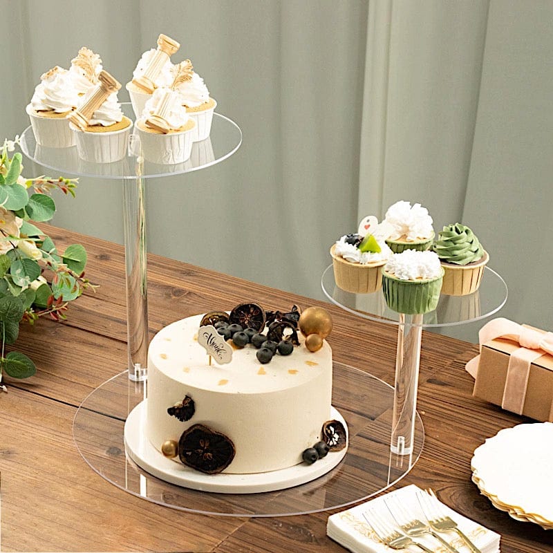 23 in Clear 3 Tier Spiral Round Plastic Cupcake Pedestal Dessert Display Stand