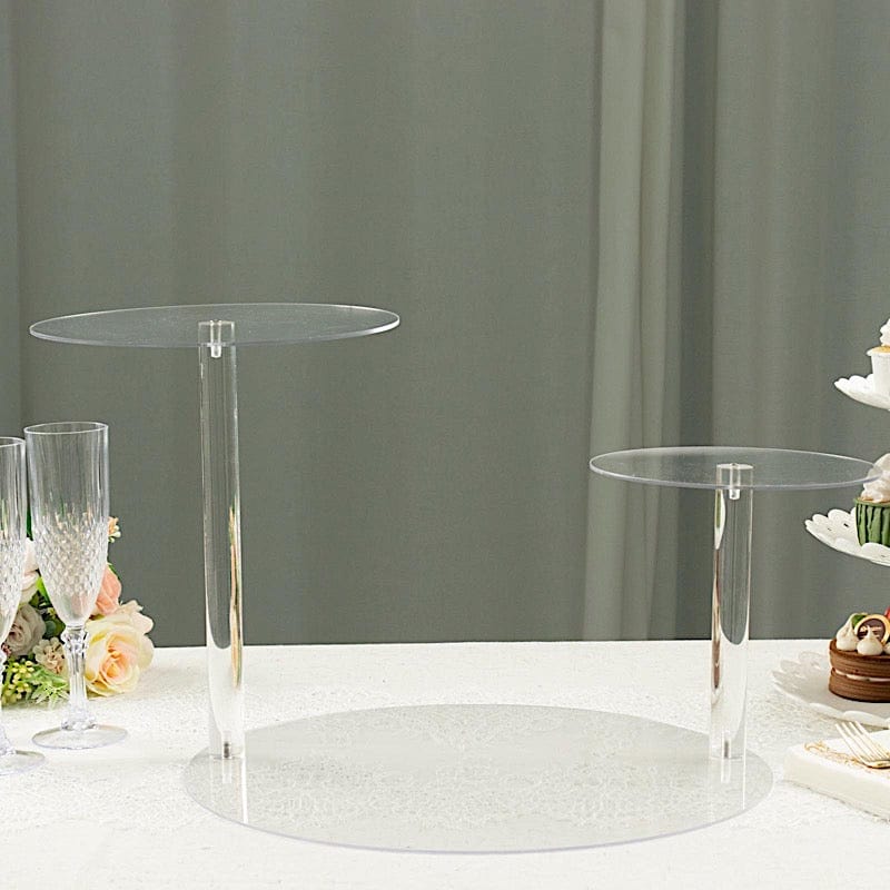 23 in Clear 3 Tier Spiral Round Plastic Cupcake Pedestal Dessert Display Stand