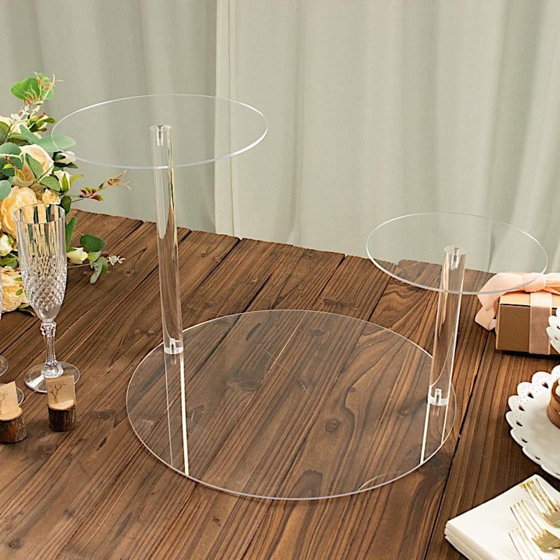 23 in Clear 3 Tier Spiral Round Plastic Cupcake Pedestal Dessert Display Stand