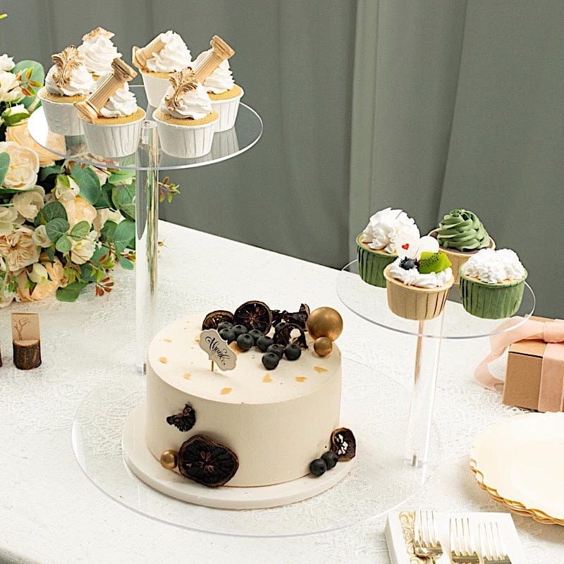 23 in Clear 3 Tier Spiral Round Plastic Cupcake Pedestal Dessert Display Stand