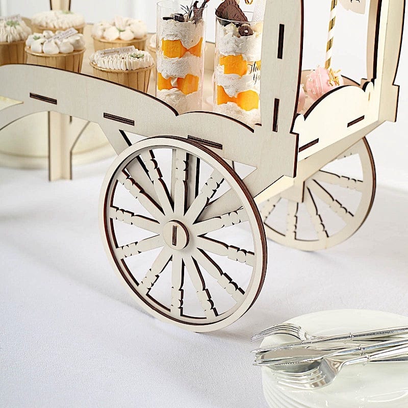 25 in Natural Laser Cut Mini Candy Cart Wooden Cupcake Dessert Stand