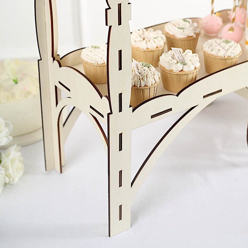 25 in Natural Laser Cut Mini Candy Cart Wooden Cupcake Dessert Stand