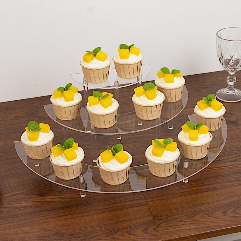 3-Tier Clear Half-Moon Acrylic Dessert Display Pedestal Stand