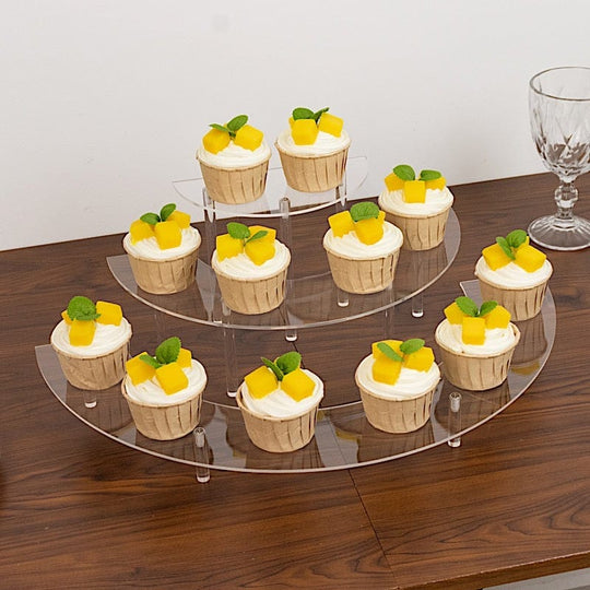 3-Tier Clear Half-Moon Acrylic Dessert Display Pedestal Stand