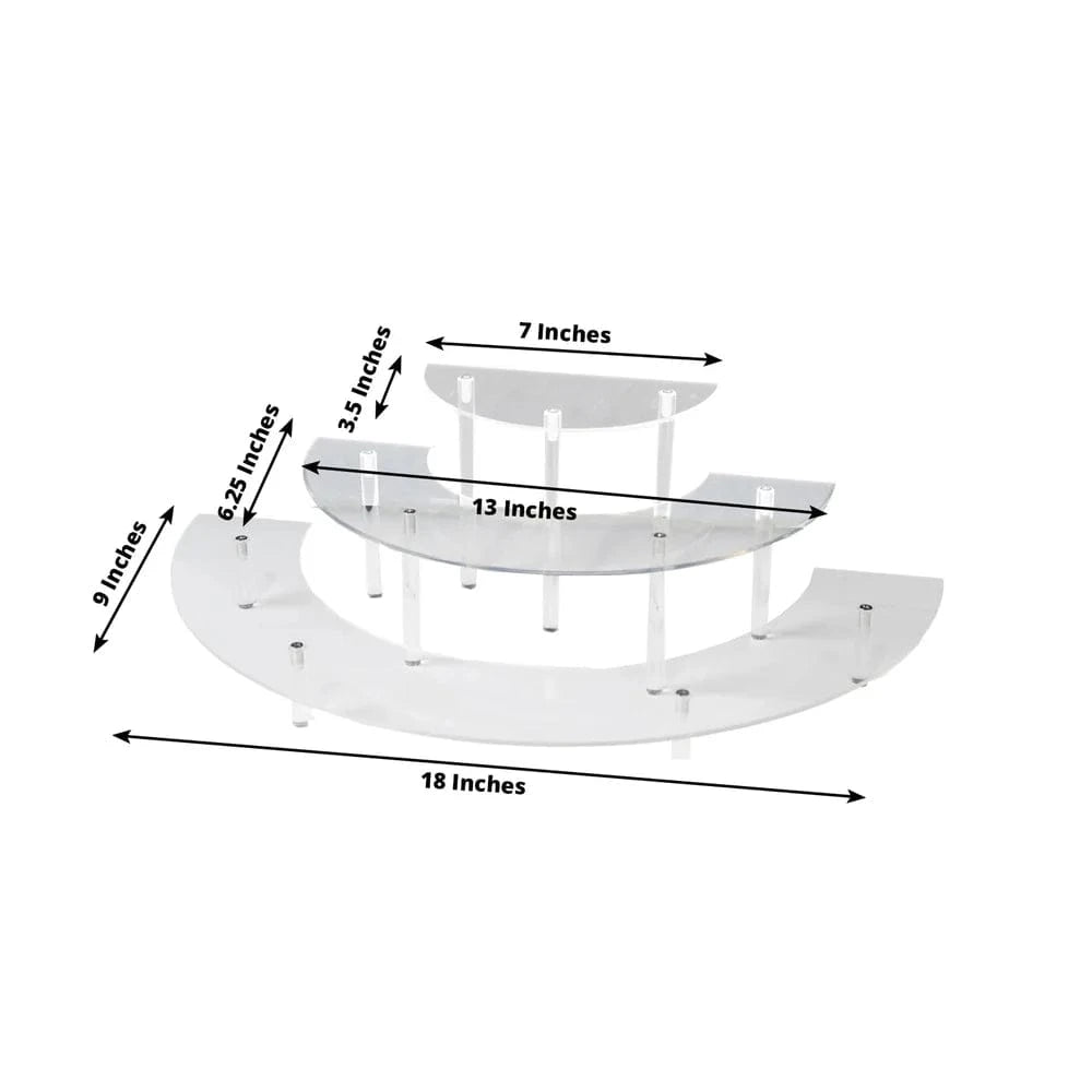 3-Tier Clear Half-Moon Acrylic Dessert Display Pedestal Stand