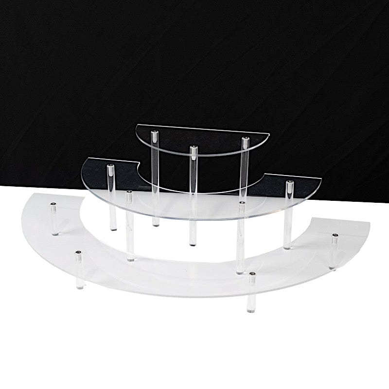 3-Tier Clear Half-Moon Acrylic Dessert Display Pedestal Stand