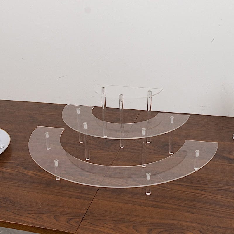 3-Tier Clear Half-Moon Acrylic Dessert Display Pedestal Stand