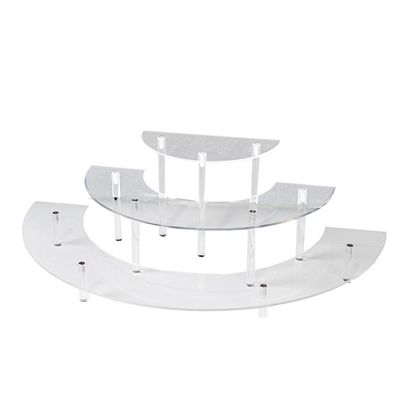 3-Tier Clear Half-Moon Acrylic Dessert Display Pedestal Stand
