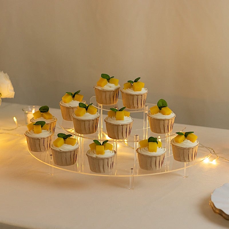 3-Tier Clear Half-Moon Acrylic Dessert Display Pedestal Stand