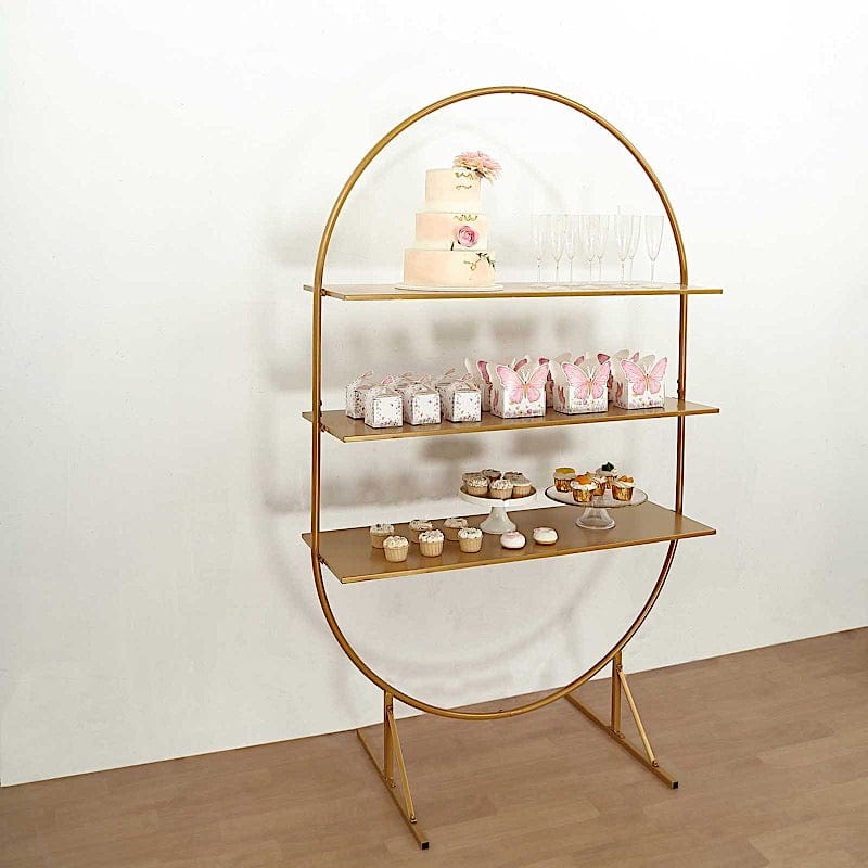 3-Tier Gold 6.5 ft Metal Arch Cupcake Dessert Display Stand