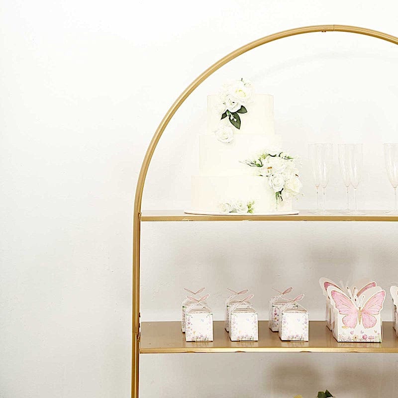 3-Tier Gold 6.5 ft Metal Arch Cupcake Dessert Display Stand