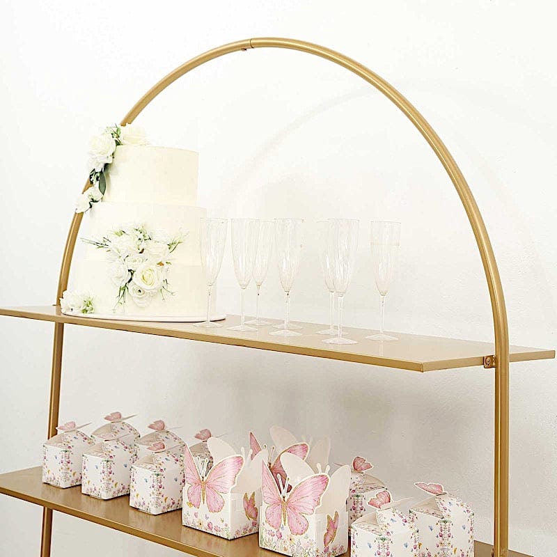 3-Tier Gold 6.5 ft Metal Arch Cupcake Dessert Display Stand