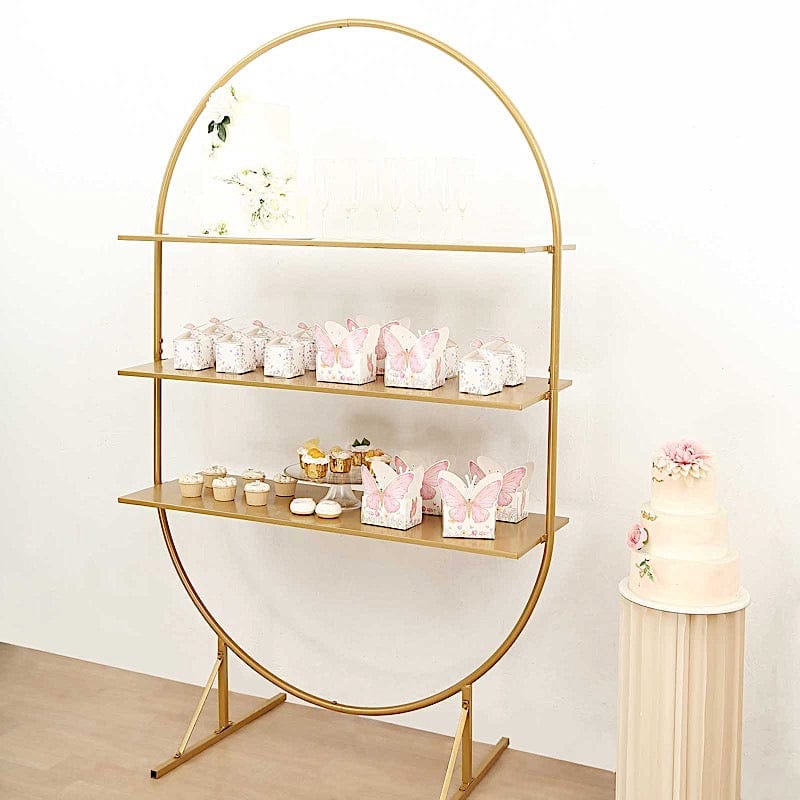 3-Tier Gold 6.5 ft Metal Arch Cupcake Dessert Display Stand