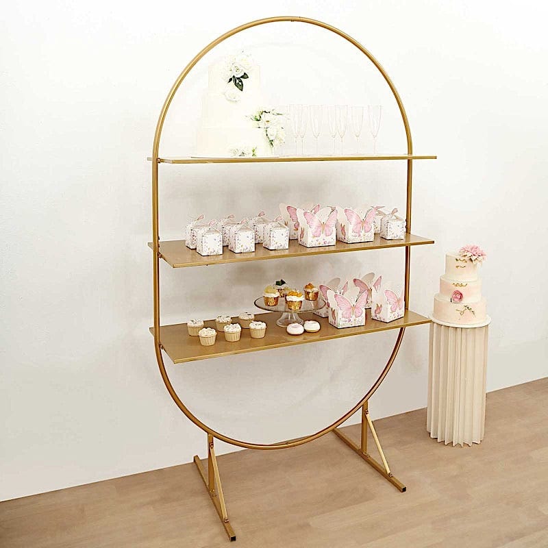 3-Tier Gold 6.5 ft Metal Arch Cupcake Dessert Display Stand