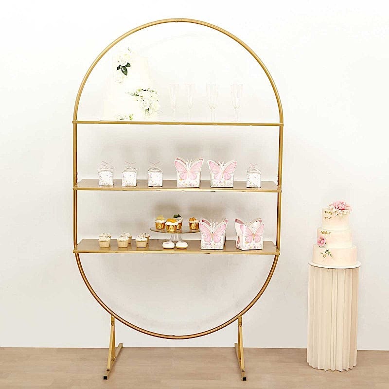 3-Tier Gold 6.5 ft Metal Arch Cupcake Dessert Display Stand