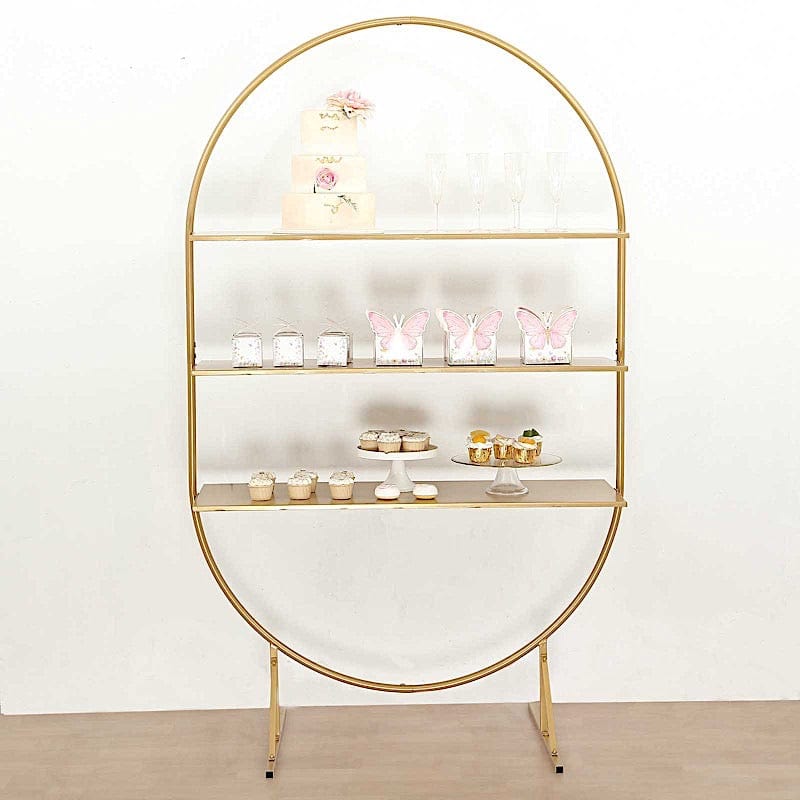 3-Tier Gold 6.5 ft Metal Arch Cupcake Dessert Display Stand