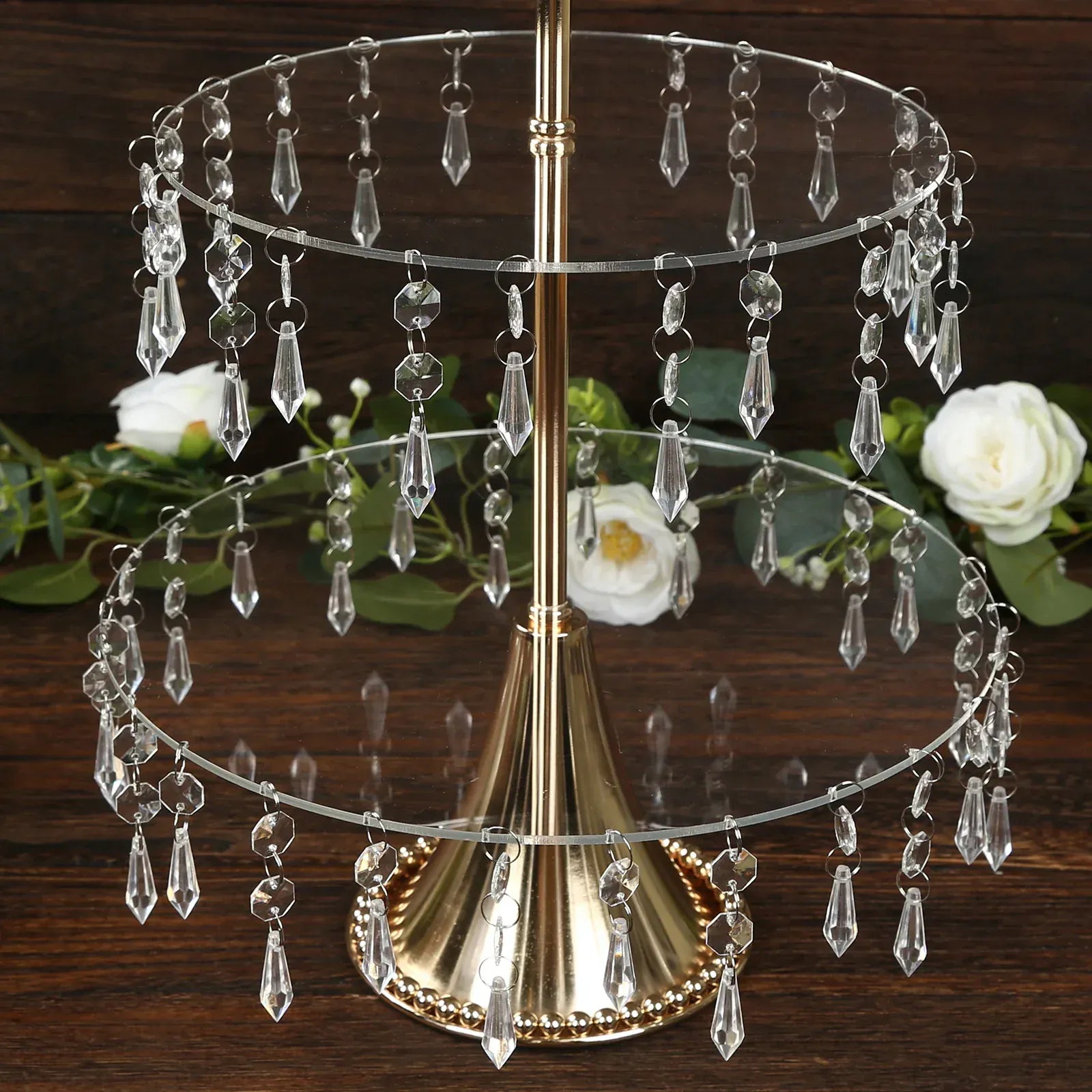 3-Tier Gold and Clear  Cupcake Stand with Crystals