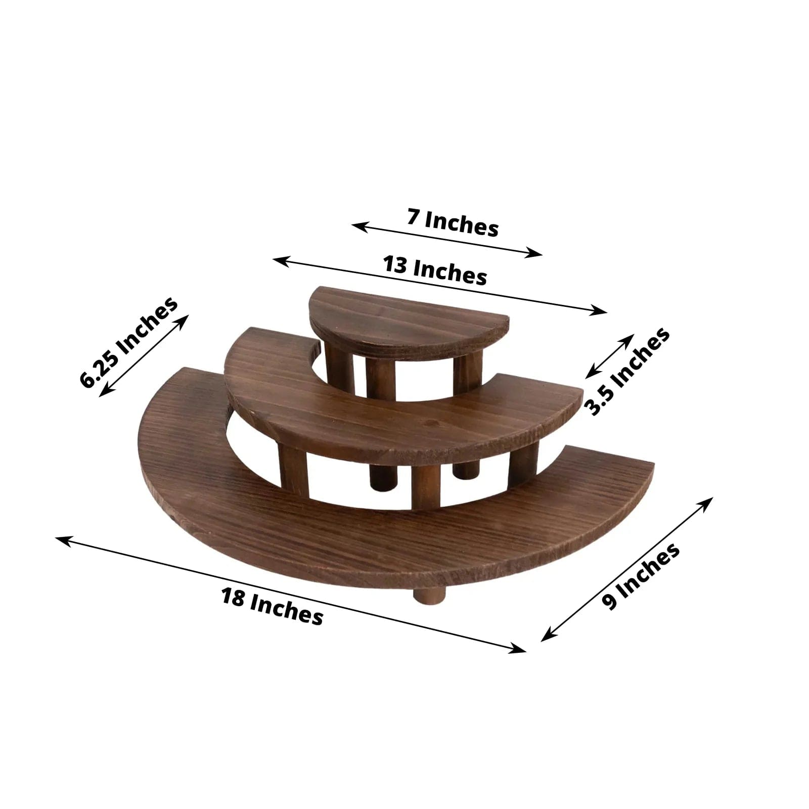 3 Whitewashed 3 Tier Wooden Cupcake Stands Semicircle Dessert Pedestals