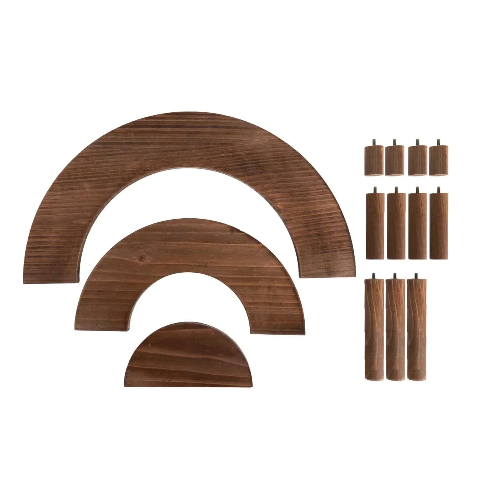 3 Whitewashed 3 Tier Wooden Cupcake Stands Semicircle Dessert Pedestals