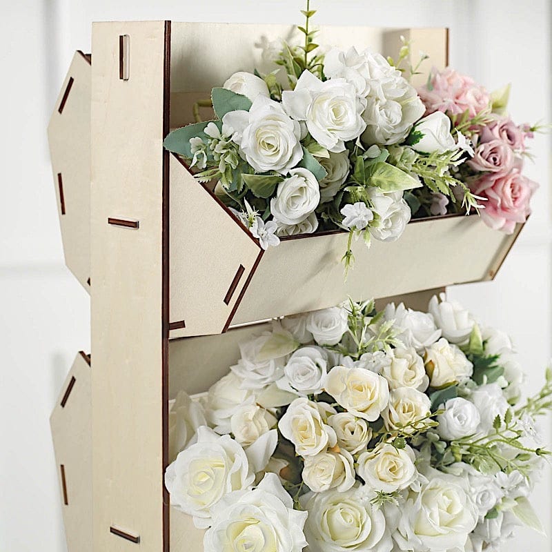 33 in Natural 3 Tier Laser Cut Wooden Cupcake Dessert Display Stand