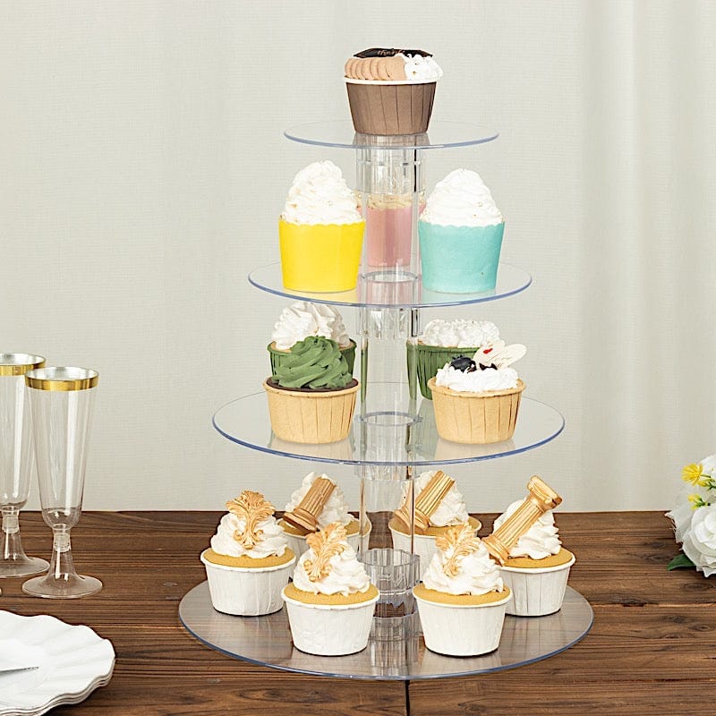 4 Tiers 14 in Clear Acrylic Cupcake Stand Set