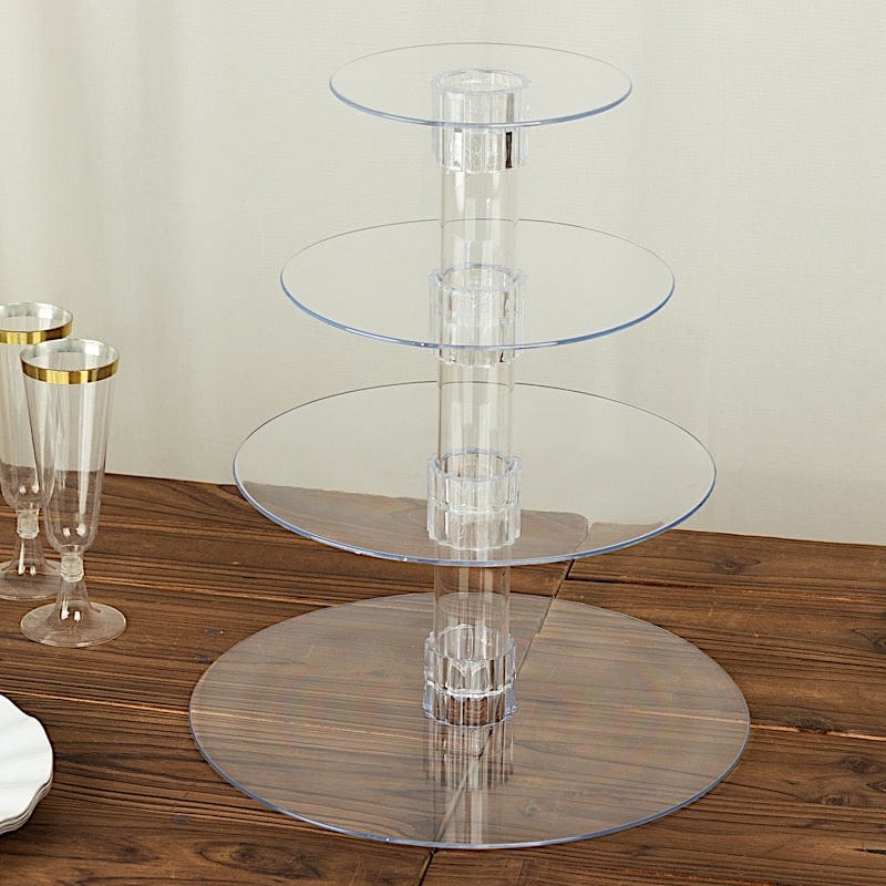 4 Tiers 14 in Clear Acrylic Cupcake Stand Set