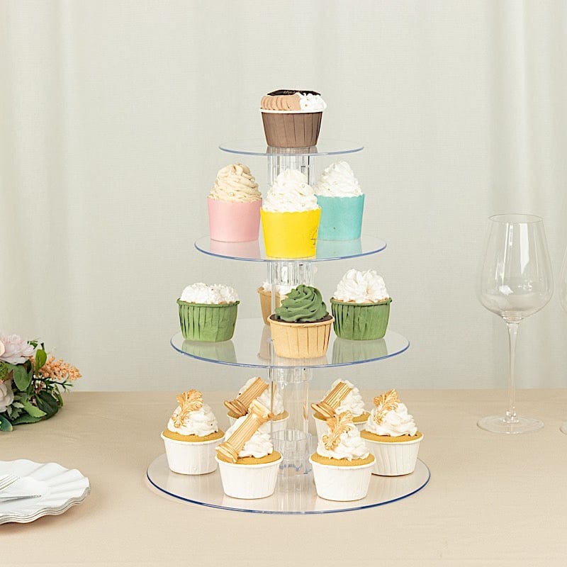 4 Tiers 14 in Clear Acrylic Cupcake Stand Set