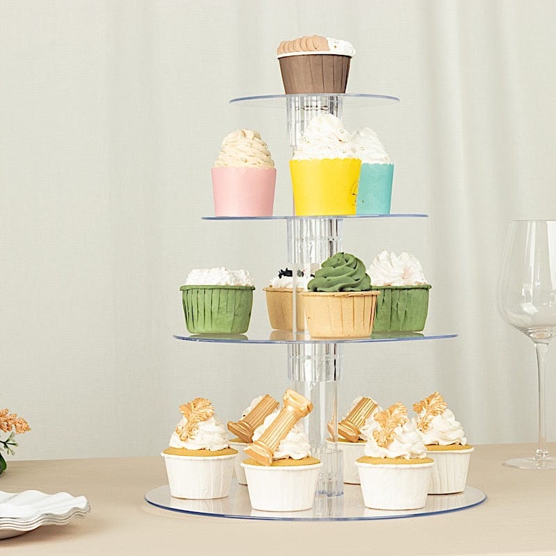 4 Tiers 14 in Clear Acrylic Cupcake Stand Set