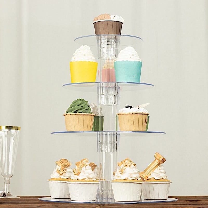 4 Tiers 14 in Clear Acrylic Cupcake Stand Set