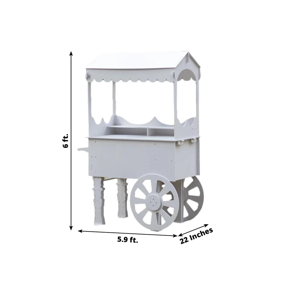 6 ft Candy Cart Mirrored Cupcake Dessert Display Stand with Wheels and Shelf