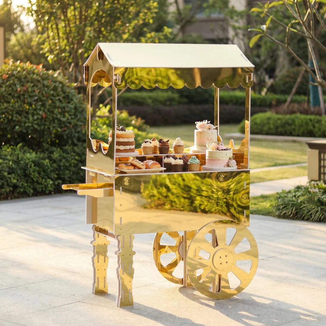 6 ft Candy Cart Mirrored Cupcake Dessert Display Stand with Wheels and Shelf