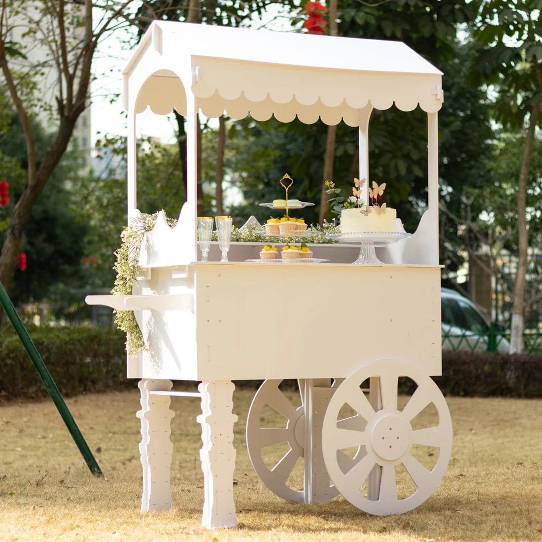 6 ft Candy Cart Mirrored Cupcake Dessert Display Stand with Wheels and Shelf