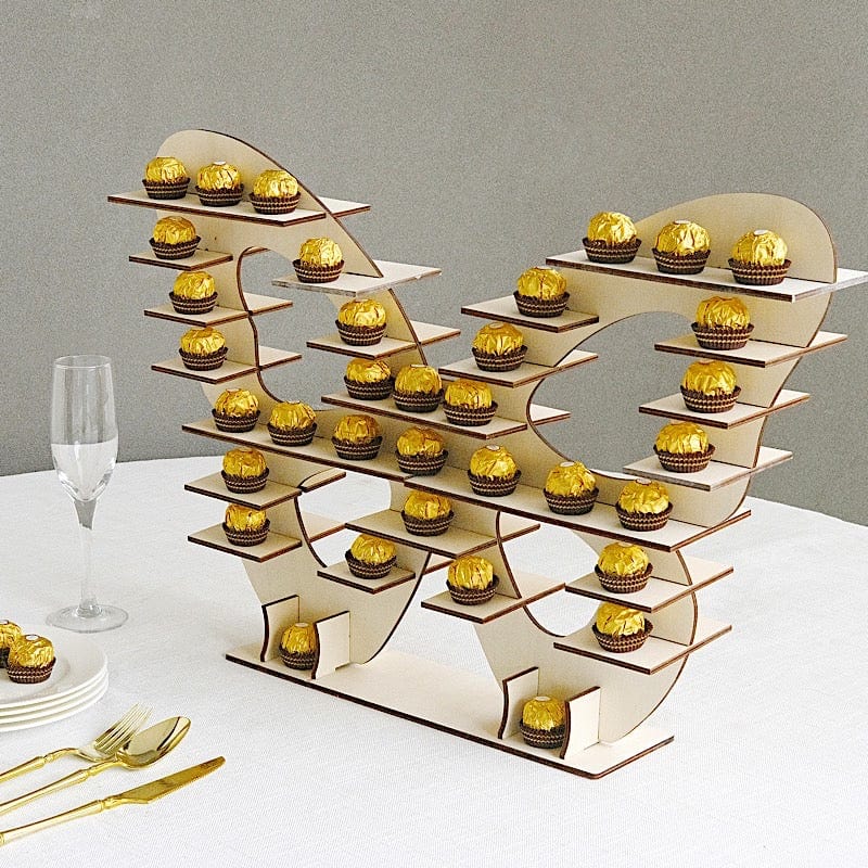 7 Tier 25 in Butterfly Shaped Wooden Dessert Display Stand