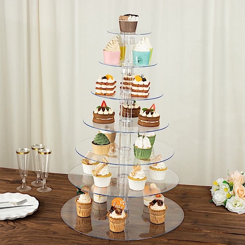 7 Tiers 26 in Clear Acrylic Cupcake Stand Set