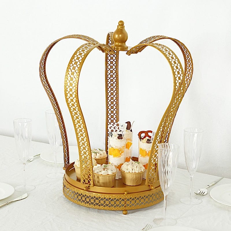 Gold Metal Crown Cupcake Dessert Display Stand
