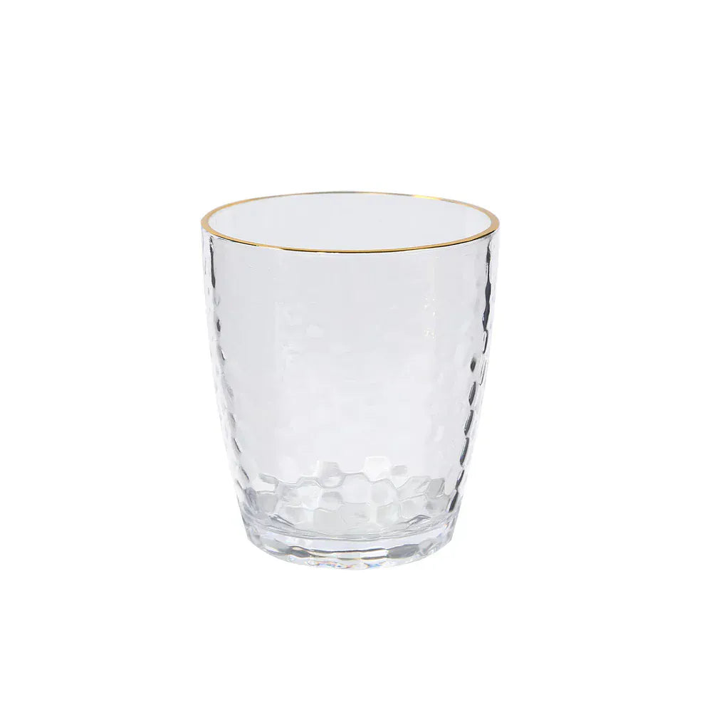 12 Clear 14 oz Plastic Shatterproof Tumblers with Gold Rim