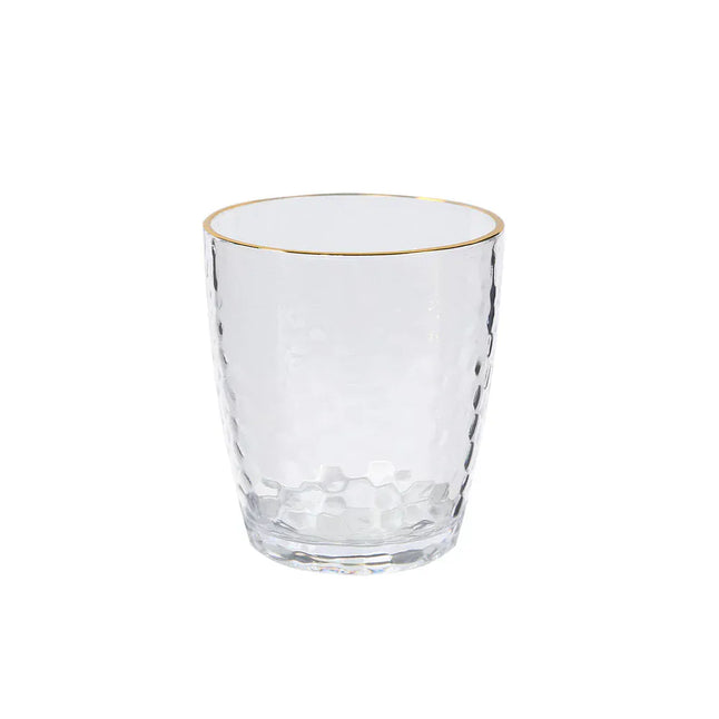 12 Clear 14 oz Plastic Shatterproof Tumblers with Gold Rim
