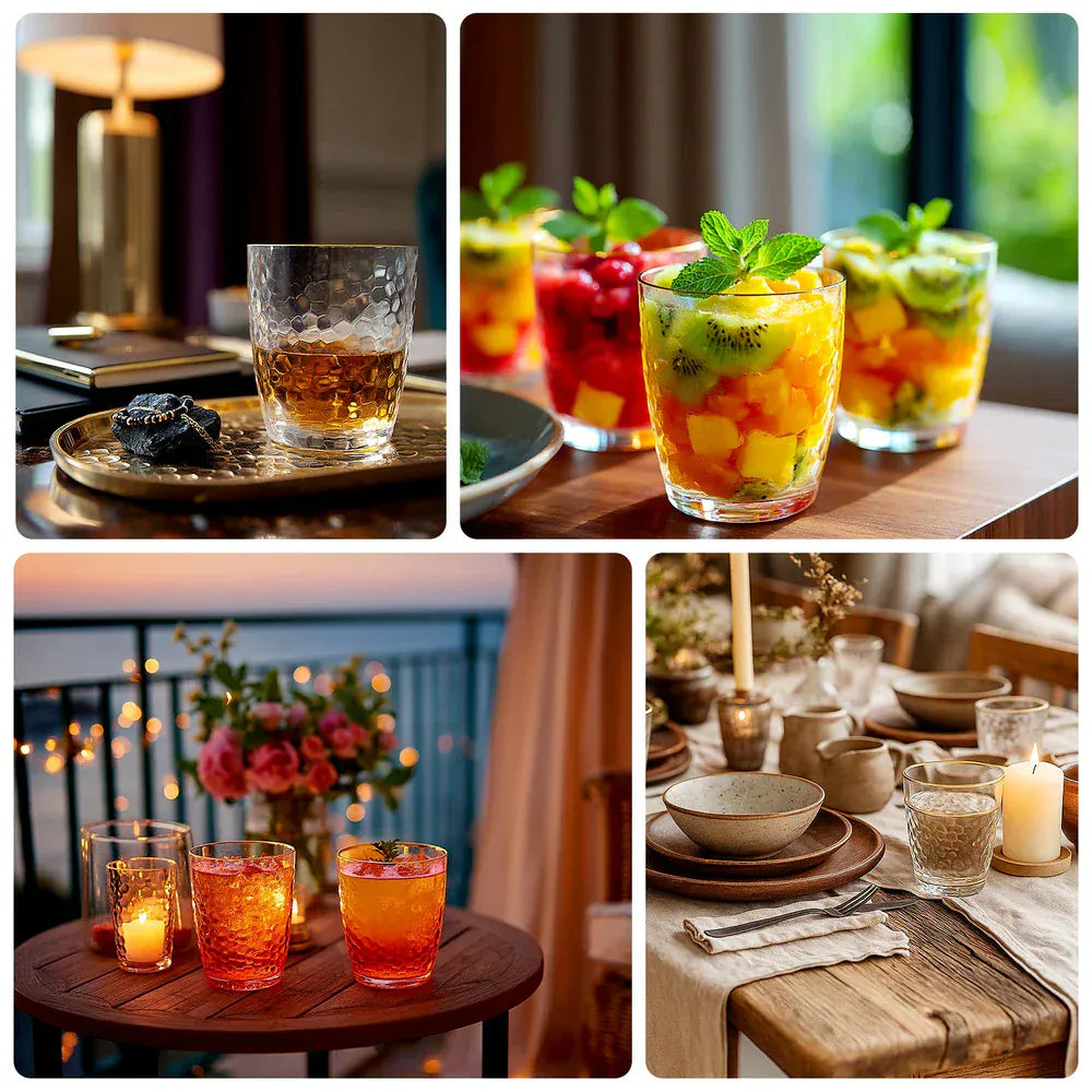 12 Clear 14 oz Plastic Shatterproof Tumblers with Gold Rim