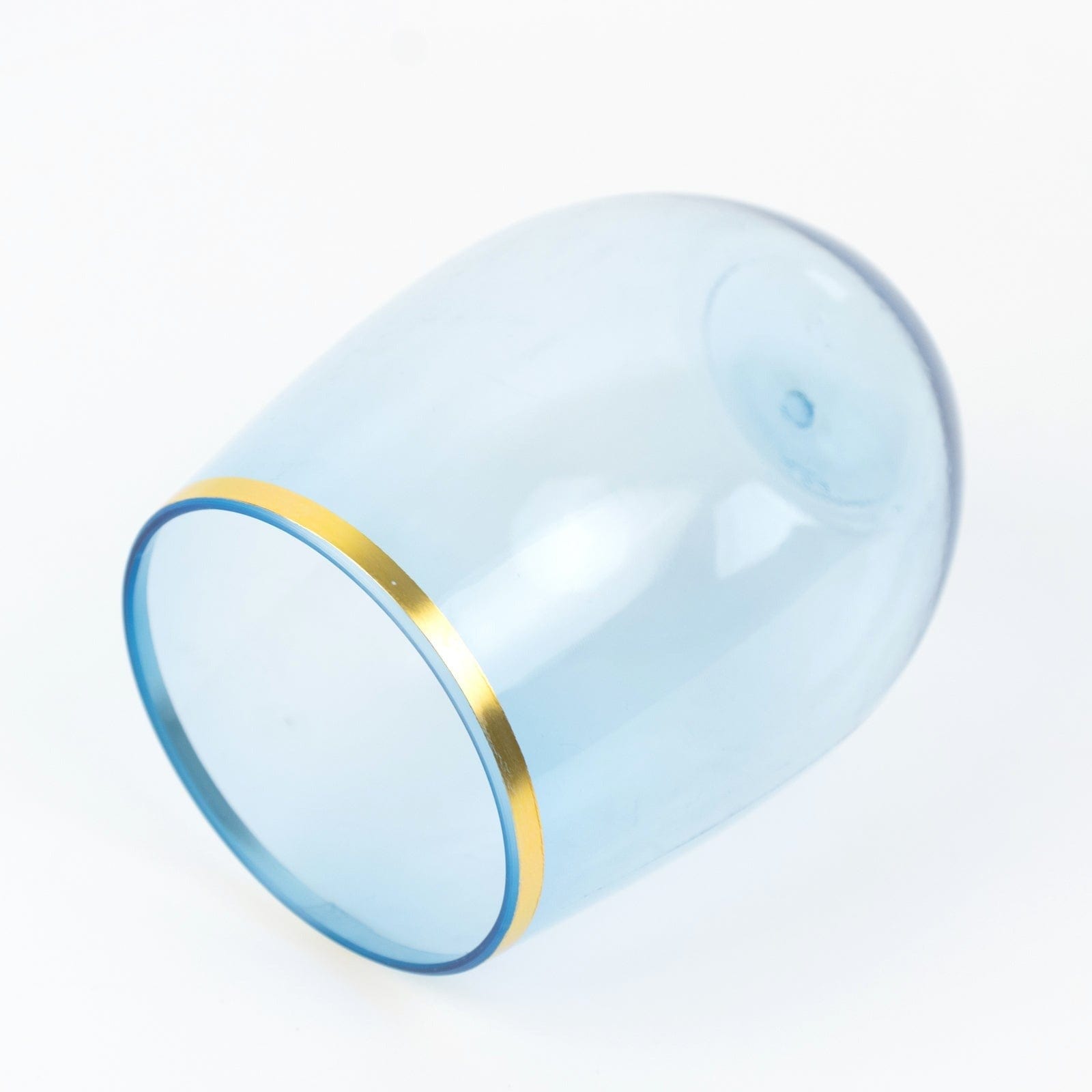 12 Gold Rim 12 oz Disposable Plastic Stemless Wine Glasses