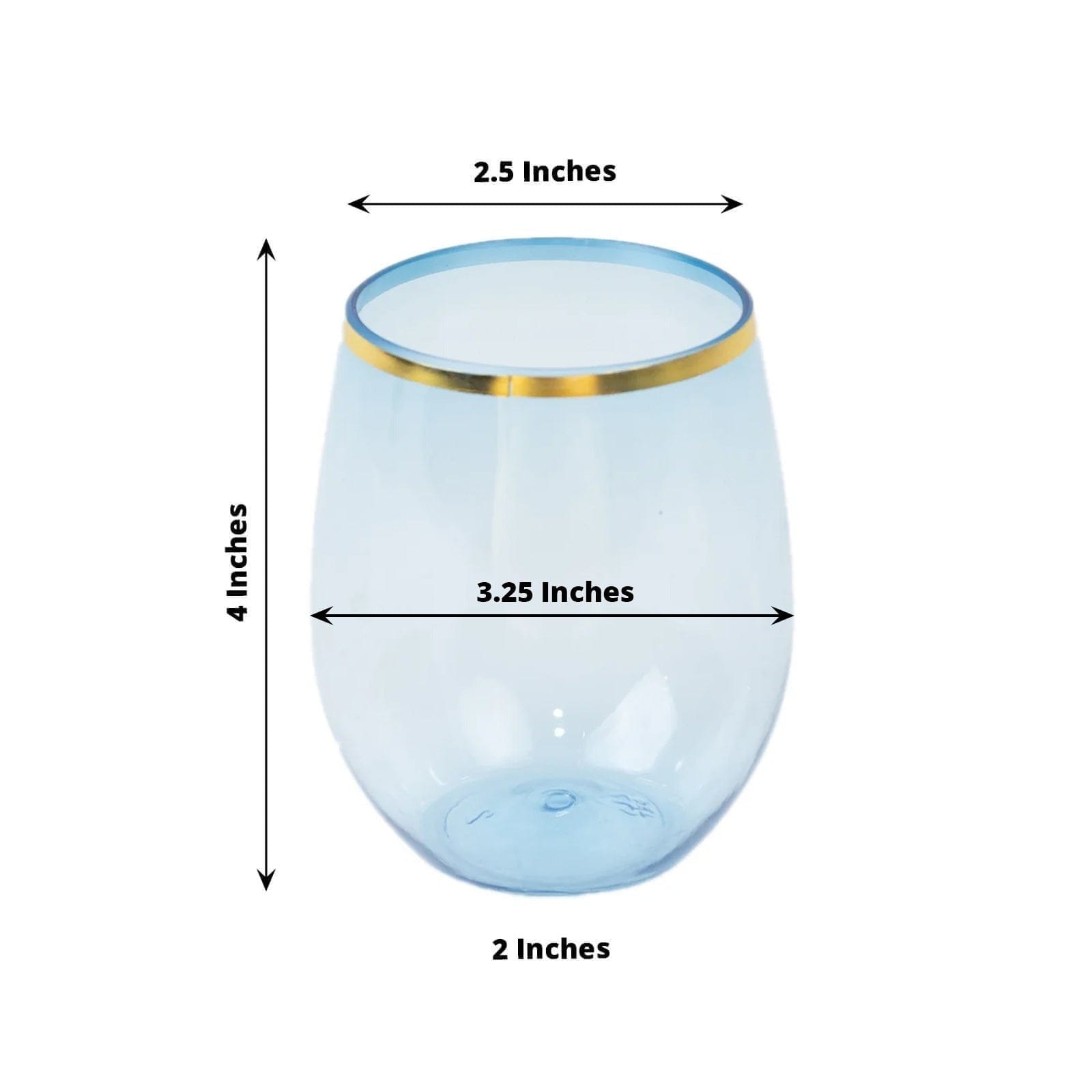 12 Gold Rim 12 oz Disposable Plastic Stemless Wine Glasses