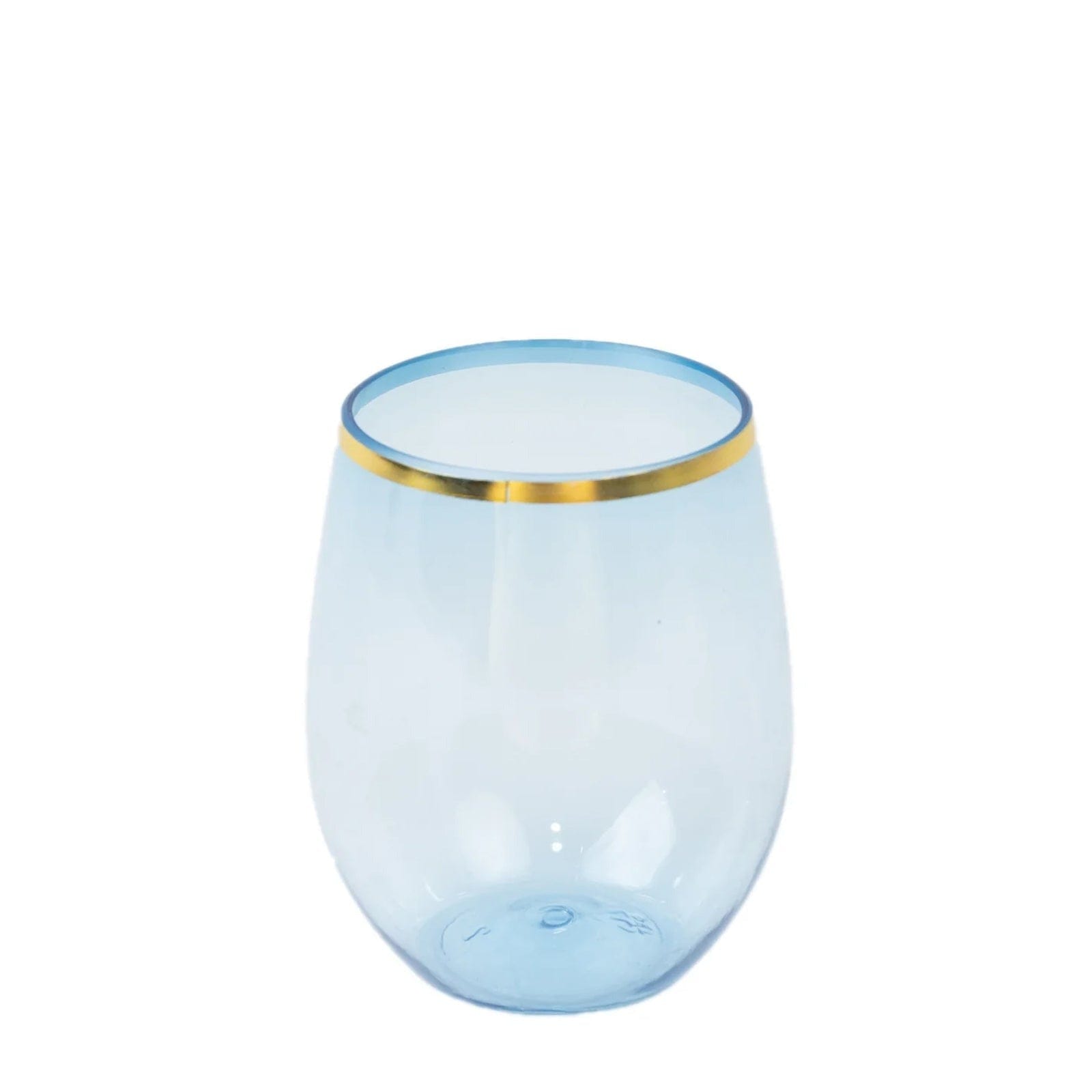 12 Gold Rim 12 oz Disposable Plastic Stemless Wine Glasses