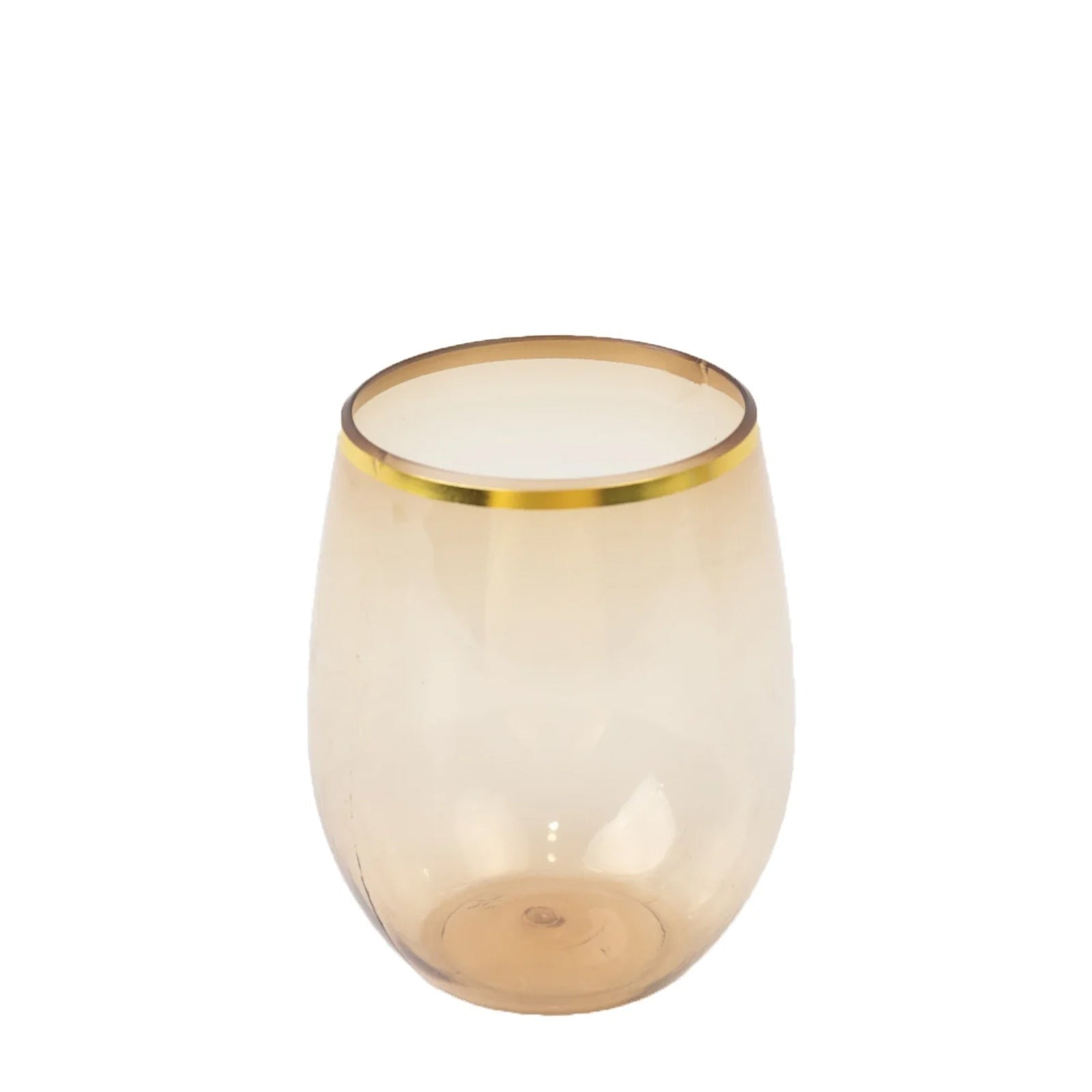 12 Gold Rim 12 oz Disposable Plastic Stemless Wine Glasses