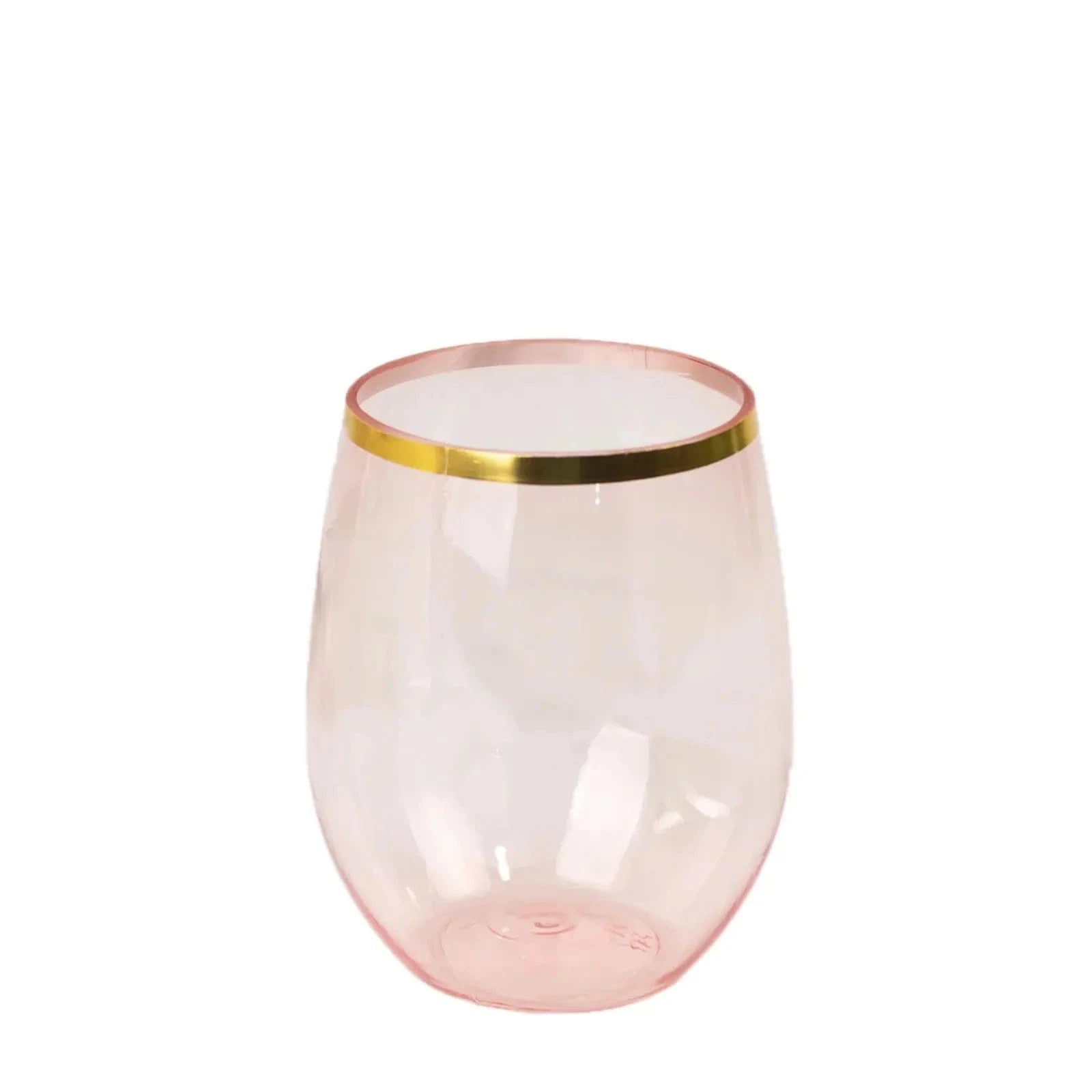 12 Gold Rim 12 oz Disposable Plastic Stemless Wine Glasses