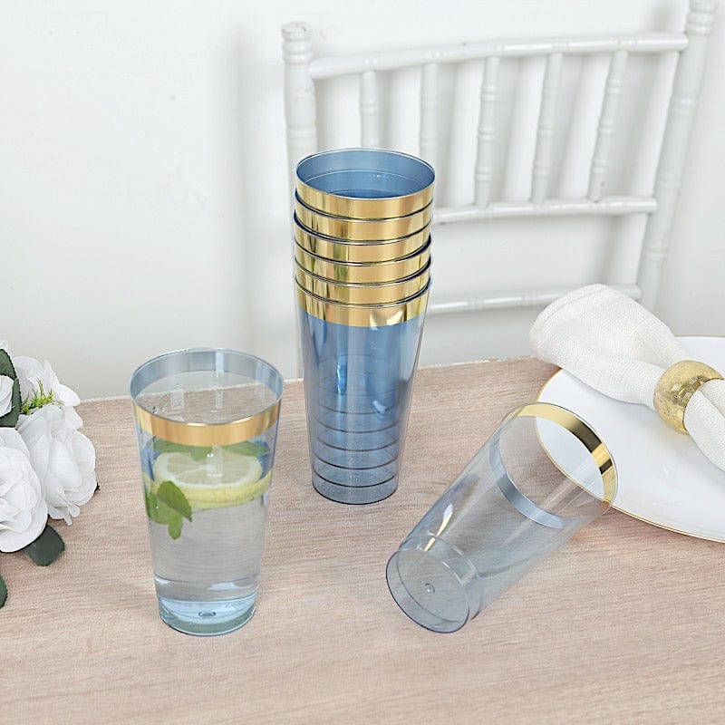 12 pcs 17 oz. Gold Rim Plastic Disposable Glasses