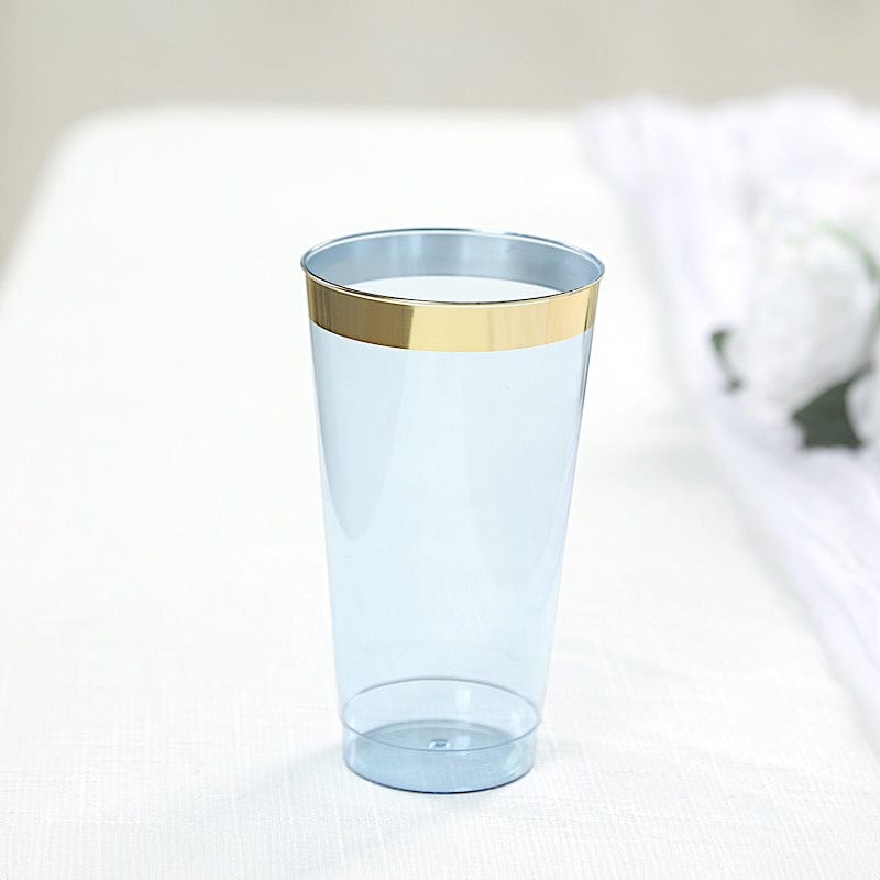 12 pcs 17 oz. Gold Rim Plastic Disposable Glasses
