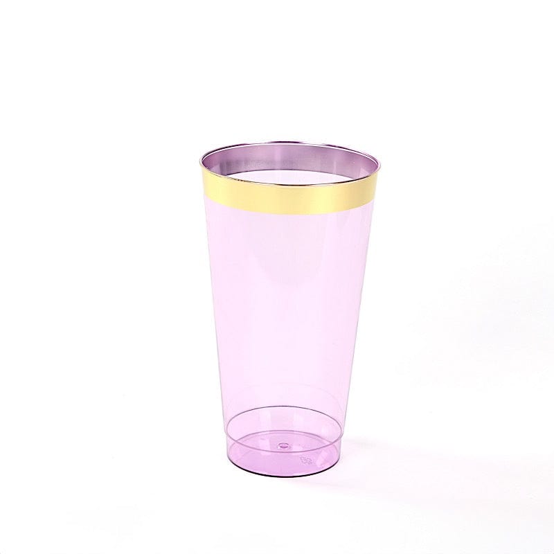 12 pcs 17 oz. Gold Rim Plastic Disposable Glasses